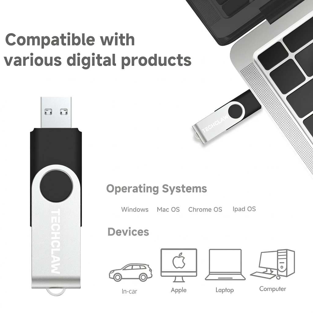 10Pcs/Pack/Lot USB 2.0 Flash Drive Swivel Pen Drive No Cap 128MB-64GB Bulk USB Stick 5 Colors for Car Office Gift