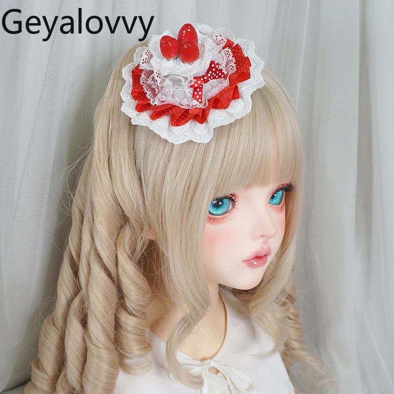 

Lolita Style Original Bowknot Strawberry Cake Hair Accessory for Girls Sweet Cute Versatile New Headwear Princess Hair Clip