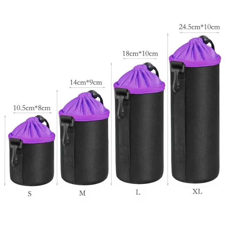 Waterproof Camera Lens Bag Drawstring Bag For Canon For Sony For Nikon DSLR Camera Lens Accessories Case with Hook
