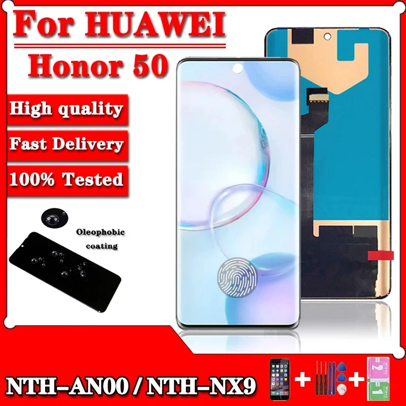 

6.57'' New Screen For Huawei Honor 50 Honor50 NTH-AN00, NTH-NX9 LCD Display Touch Screen Digitizer Assembly With Frame