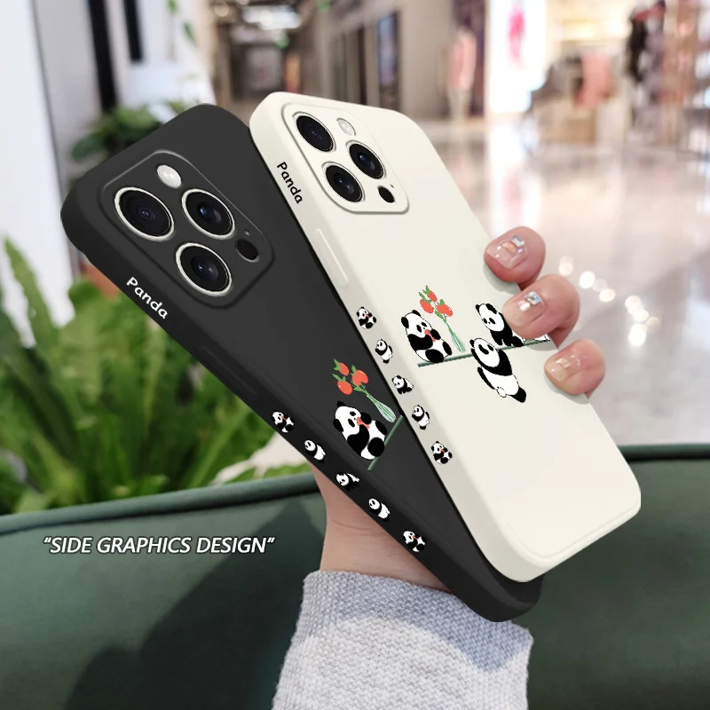 حافظة هاتف الباندا المفضلة لهاتف آيفون 17 16 16e 15 14 13 Plus Pro Max Mini غطاء سيليكون