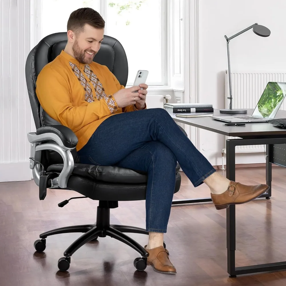 

Vibration Massage & Heat Office Chair for Office, Heavy Duty Executive Chair for Big and Tall 500lbs, Comfy Ergonomic Desk Chair
