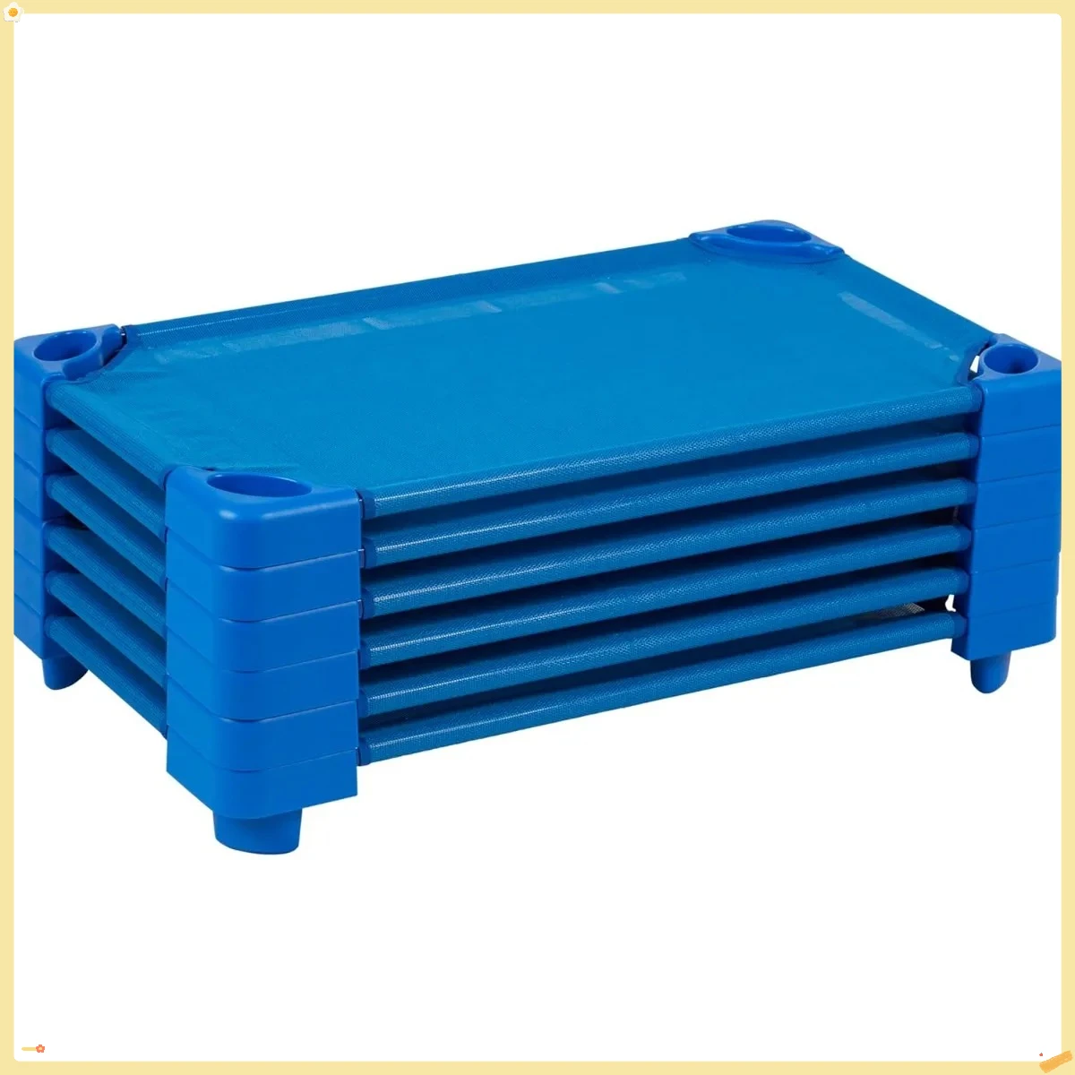 Berço empilhável para crianças, pacote com 6, pronto para montar, azul, tamanho em sala de aula