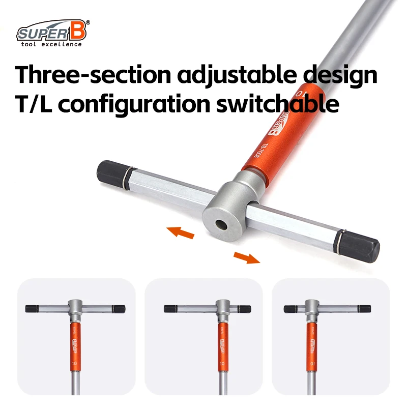 SUPER B TB-76180 Bicycle L-handle Hex Wrench Set 2 /2.5 /3 /4 /5 /6 /8 /10 mm Double End Allen Key Set Bike Repair Tools