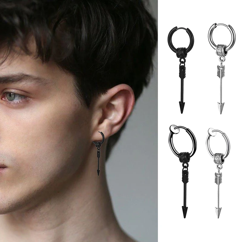 2pc Punk Schwarz Pfeil Anhänger Stud Ohrringe Für Frauen Edelstahl Ohr Clip Ohrringe Gothic Hiphop Männer Unisex Schmuck geschenke