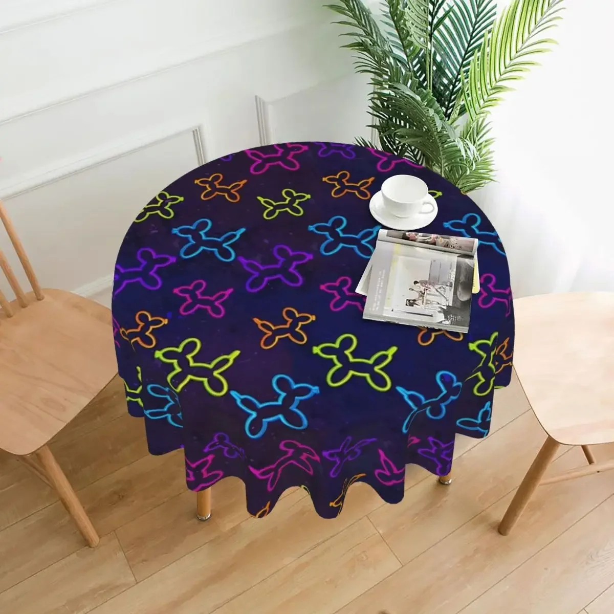 Tablecloth Balloon Dog Round Table Cloth Purple Kawaii Table Cover Tablecloths Graphic Home Party Dining Room Table Decoration