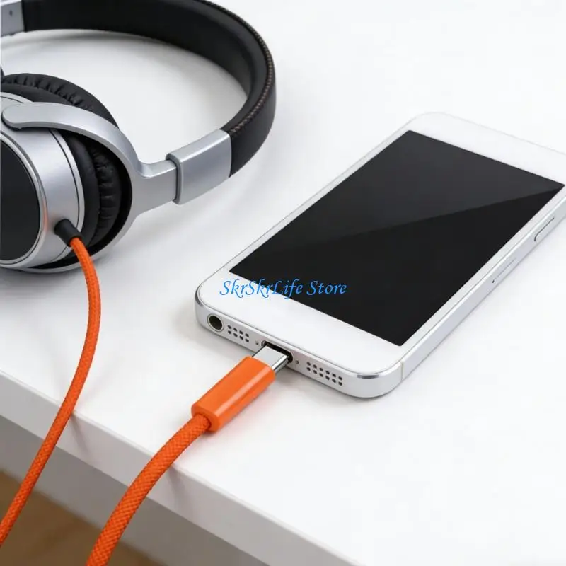 

E65E 1.2m Full Length USB C To 3.5 Headphone Adapter Cable Connection Line Perfect For Music Gaming And Calls