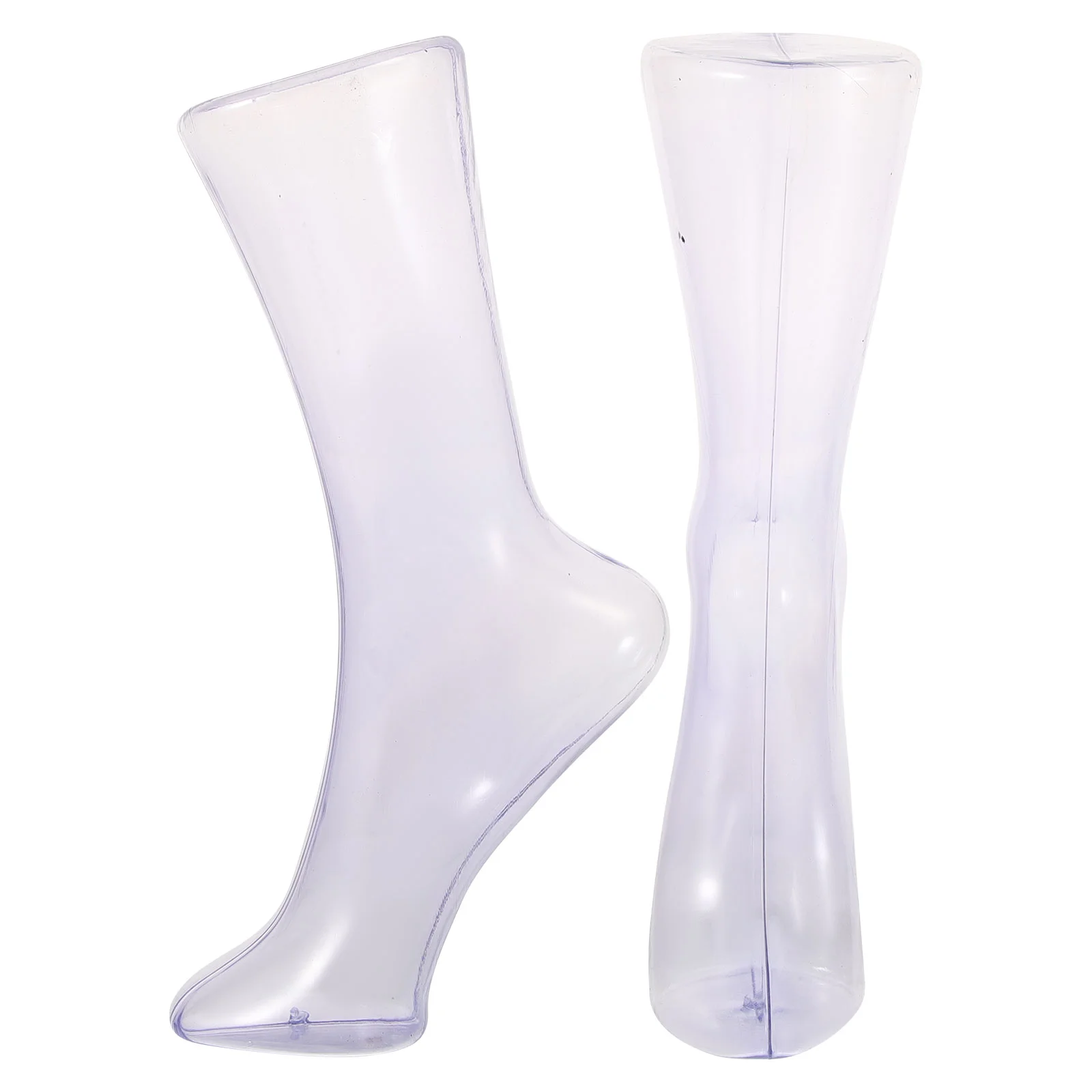 2 Pcs Plastic Transparent Foot Mold Feet Socks Model Mannequin Display Shoe Form Holder