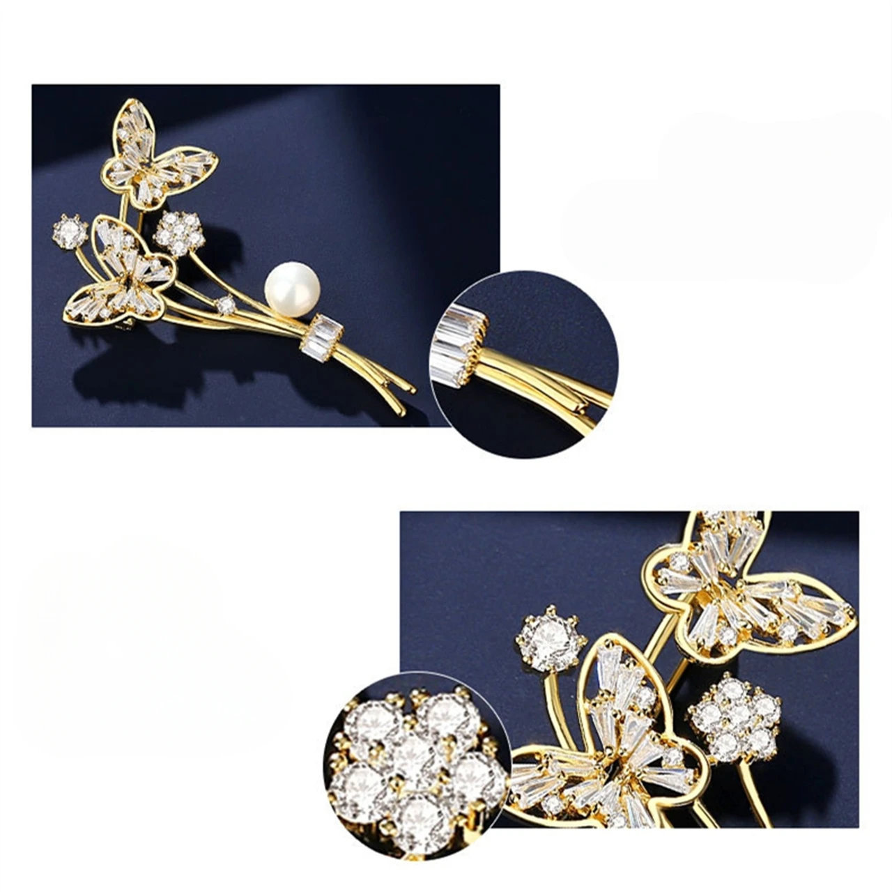 S925 فضة اللؤلؤ فراشة بروش للمرأة الصدار بدلة فاخرة Pinornament هدية غرامة سحر مجوهرات أنيقة بالجملة #5