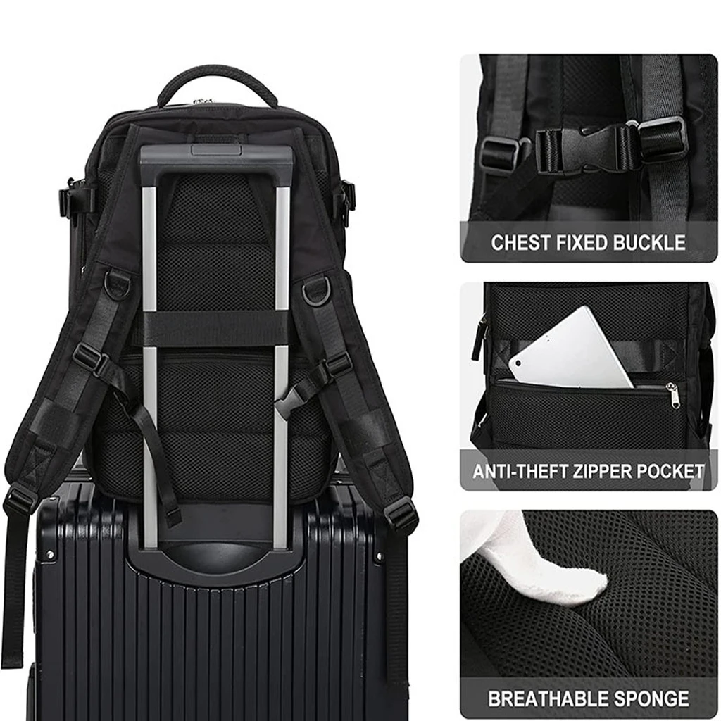 Ransel Travel 35L Tas Laptop Pengisi Daya USB Daypack Kasual Wanita Tahan Air Ransel Bahu Multifungsi dengan Saku Sepatu