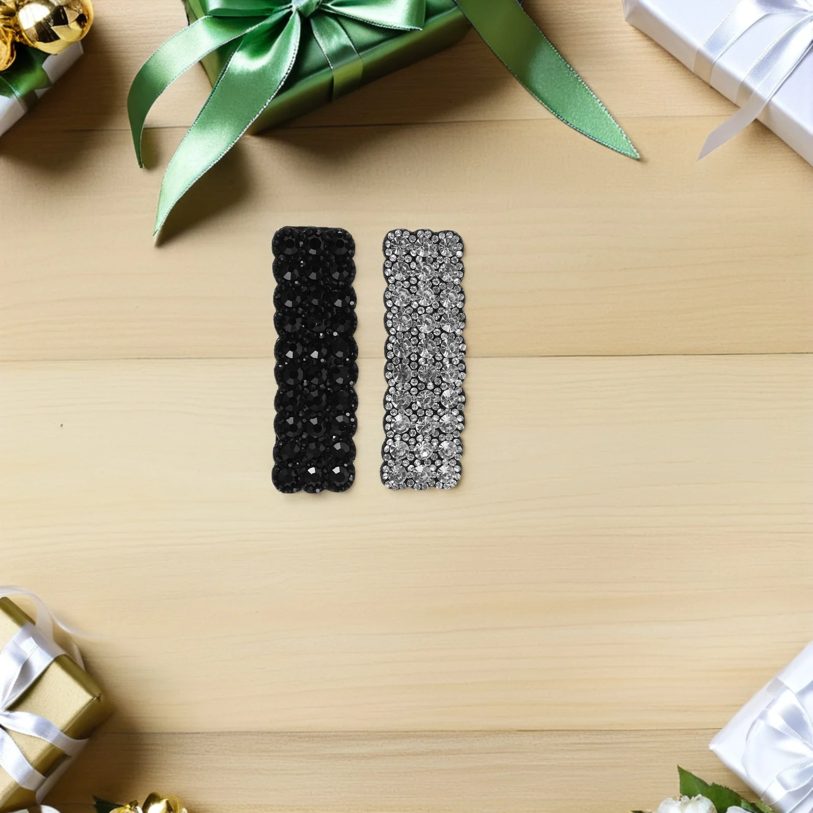 

2Pairs Wedding Crystal Hair Clips Rhinestone Side Bangs Claw Barrettes Clips Party Styling Accessories for Women