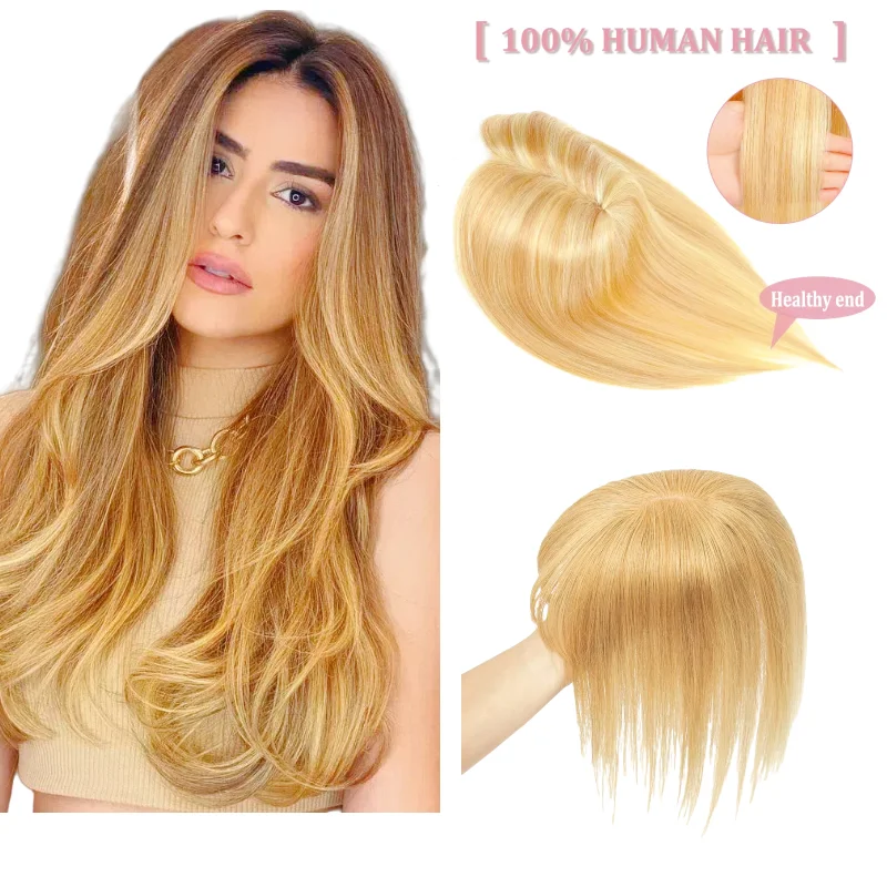 

Кружевной топпер из монофилитра для женщин, средняя часть человеческих волос с челкой | 10x12 см, 16 дюймов, выглядит как настоящая кожа головы