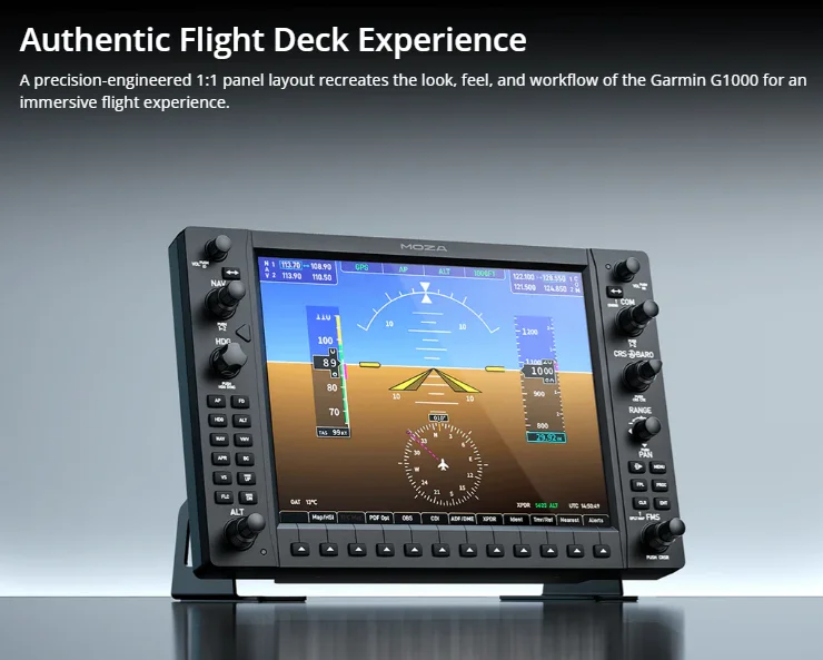 Moza Mgx1000 Flight Dashboard 10.4-inch G1000 Ips Display Usb Display Link Flight Simulator Control Panel for Msfs X Plane