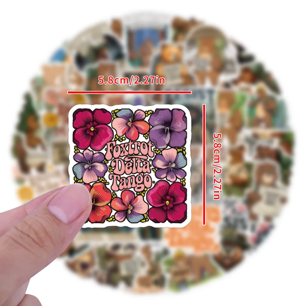 50 قطعة من ملصقات Foxtrot Delta Tango ملصقات جرافيتي على شكل الدب الكرتوني وأكواب الأمتعة المزخرفة وملصقات مقاومة للماء للكمبيوتر