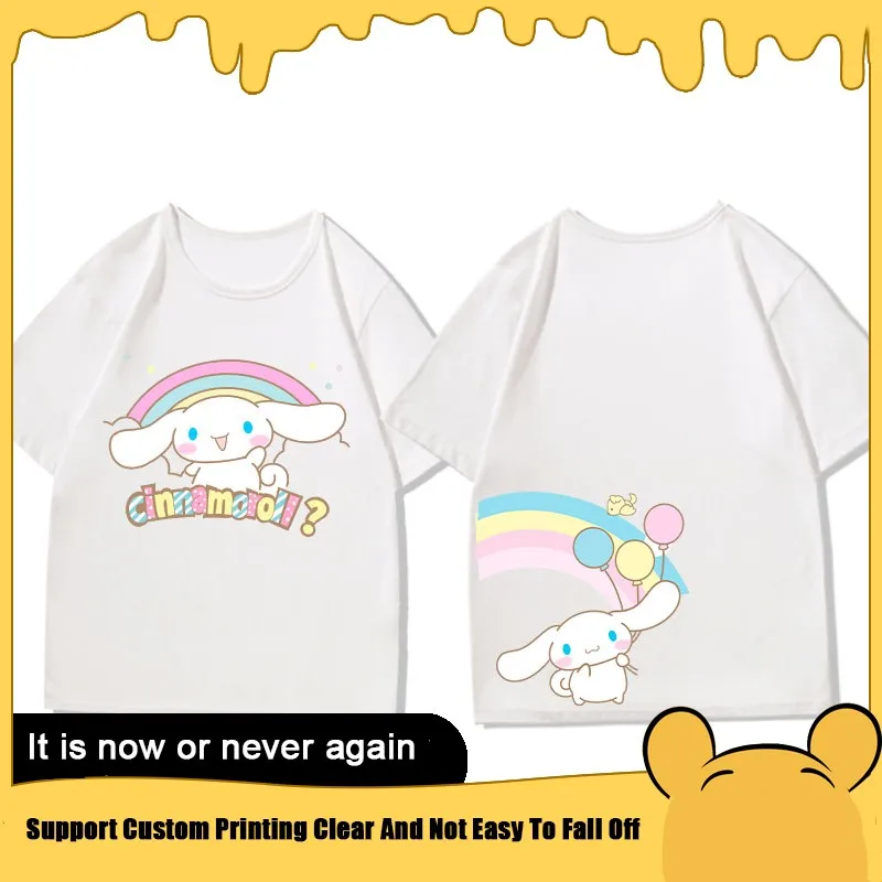 

Sanrio Joint Short Sleeve T-shirt Women's New Pudding Dog Hello Cat Laurel Dog Girls Clothing Trend