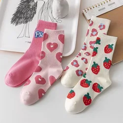 New Autumn and winter pink cute love letters casual mid-thigh socks simple and versatile ins trendy long socks women socks