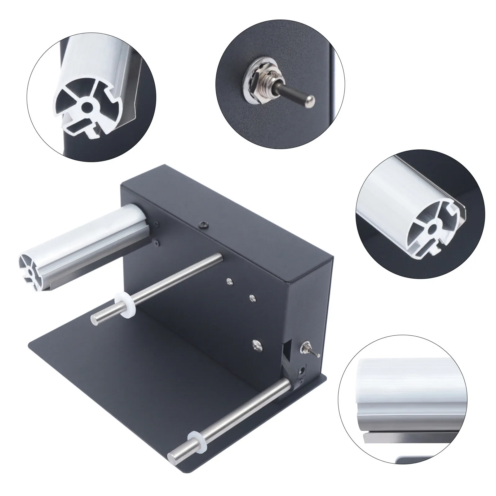 

180mm Black Aluminum Alloy Automatic Label Rewinder Rewinding Machine With Speed Adjustable Bidirectional