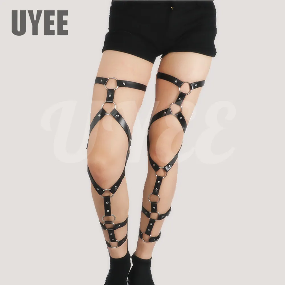 

UYEE Handmade Punk Belts Rock Harajuku Adjustable Thigh High Sock Garters Leg Ring Loop Harness For Jeans Leg Garters LP-025