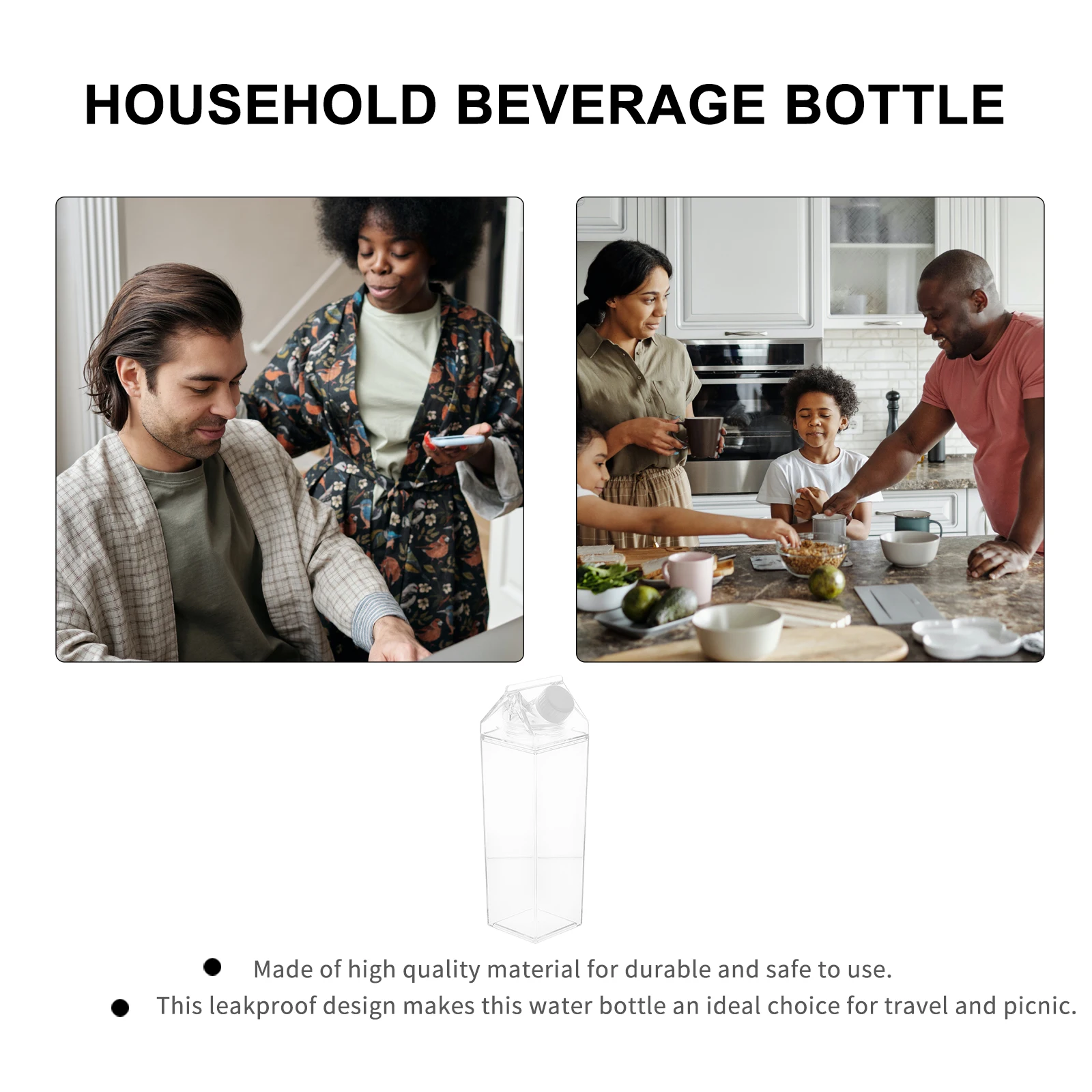

2 pcs Love Milk Bottle Clear Transparent Container Shaped Carton Leakproof Storage Cup For Beverage Mug Juice Cold Drink