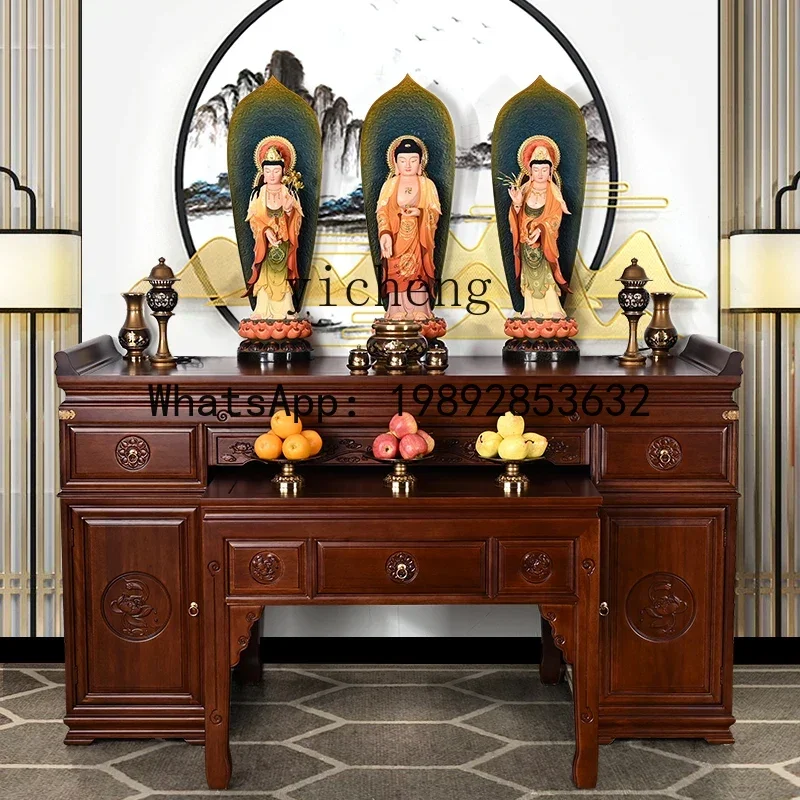 A1  Huali solid wood Buddhist cabinet Buddhist niche new Chinese vertical cabinet household shrine cabinet