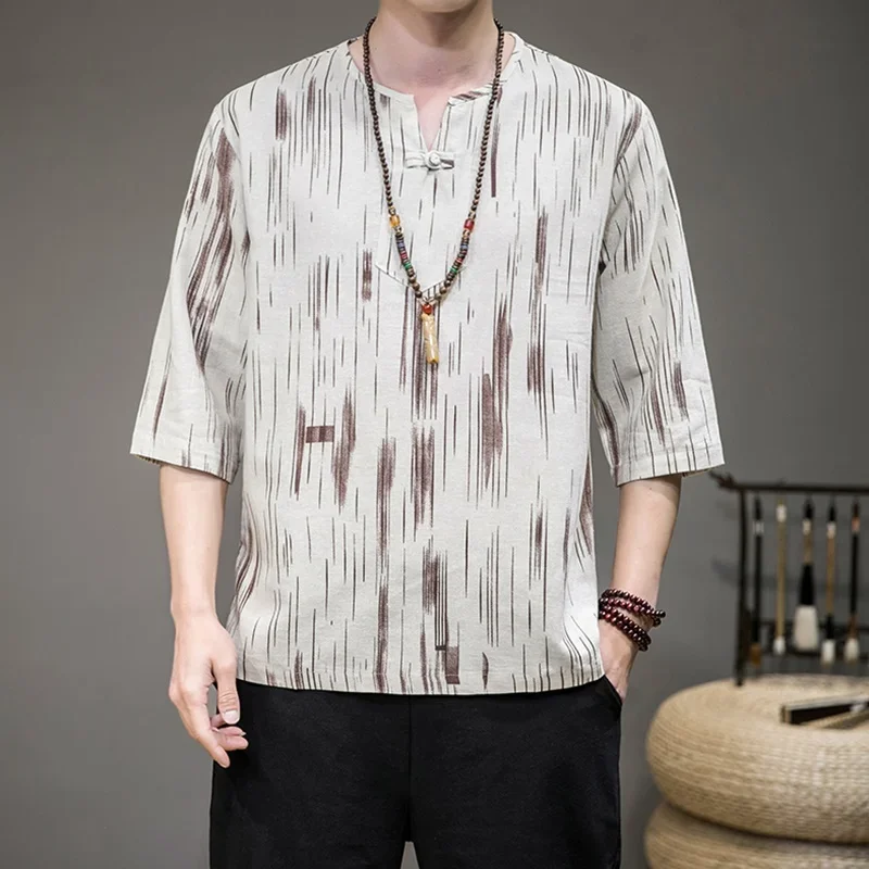 Camicie cinesi estive 2020 Hanfu abbigliamento asiatico Cheongsam Top Kung Fu Shirt Tang Suit abbigliamento tradizionale cinese per uomo 11185