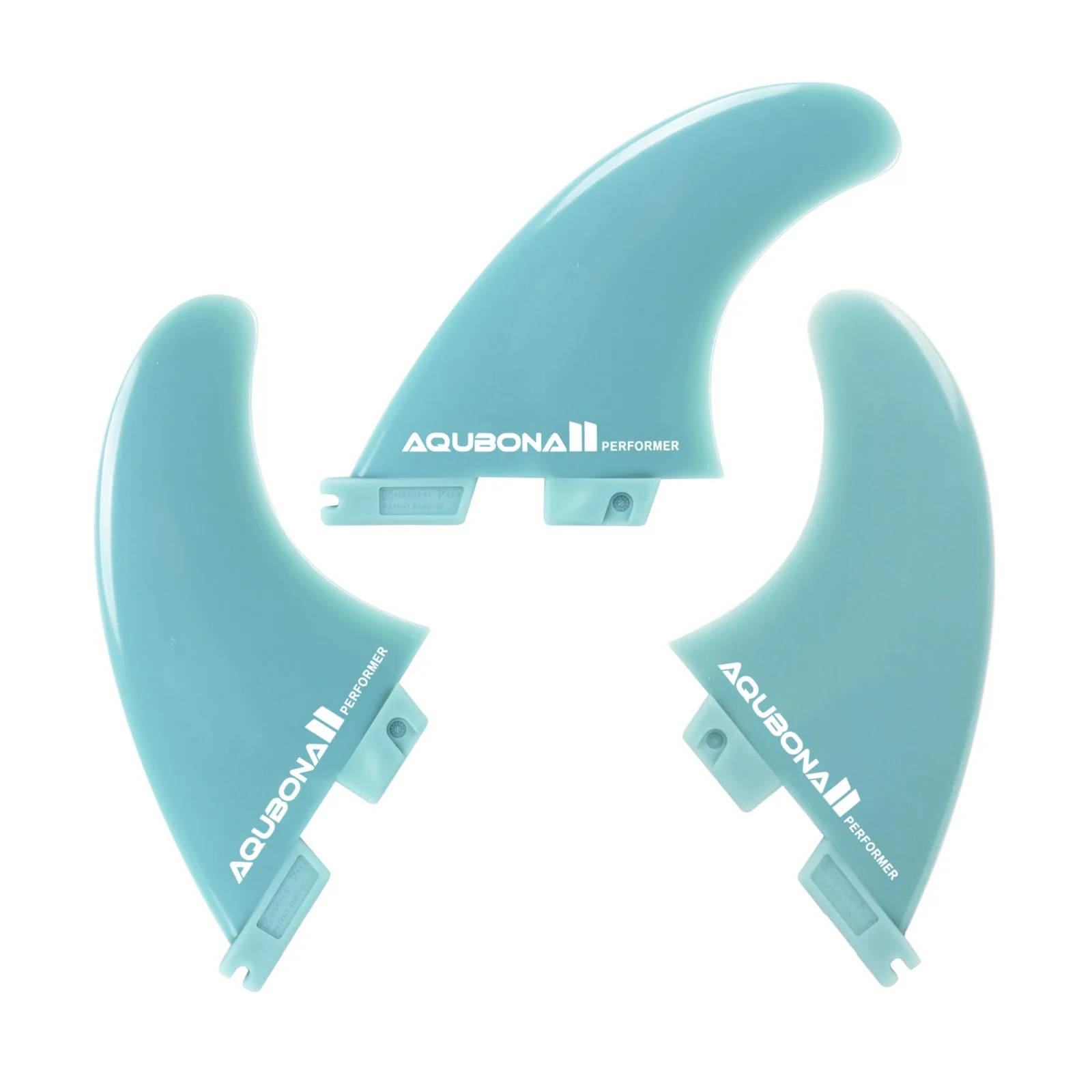 

AQUBONA Dual Tab II Surf Fins Set Fiberglass Reinforced Polymer Surfboard Fins - Tri Fin Configuration Blue/Black Plastic