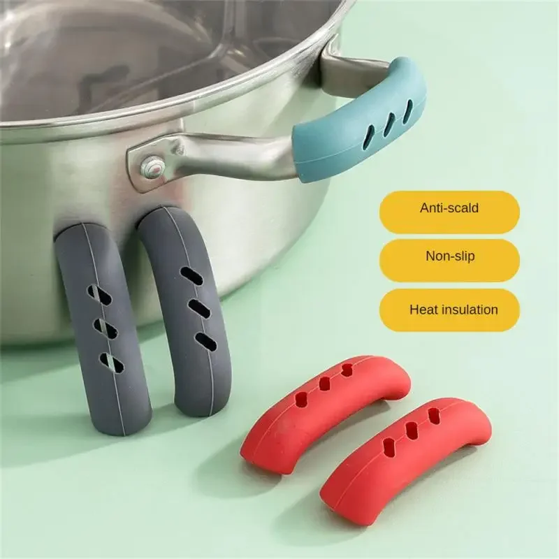 

2/8Pcs Silicone Pan Handle Cover Heat Insulation Covers Pot Ear Clip Non-slip Steamer Casserole Pan Handle Holder Kitchen Tools