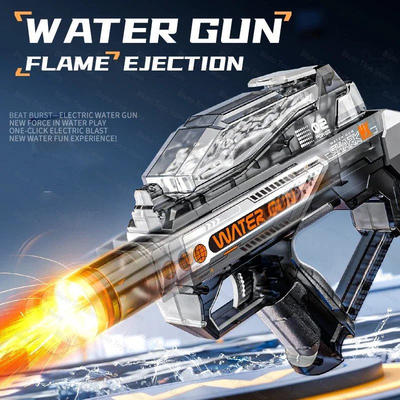 Electric Water Gun with Flame Light Effect & Linkage Blowback Automatic High Pressure Water Blaster Toy for Kids Adults Summer view 5