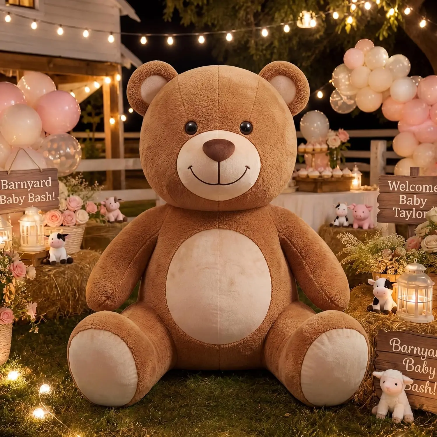 6ft Plush Inflatable Teddy Bear with LED Lights, Giant Blow up Plush Bear for Birthday Baby Shower Christmas Yard Indoor Outdoor
