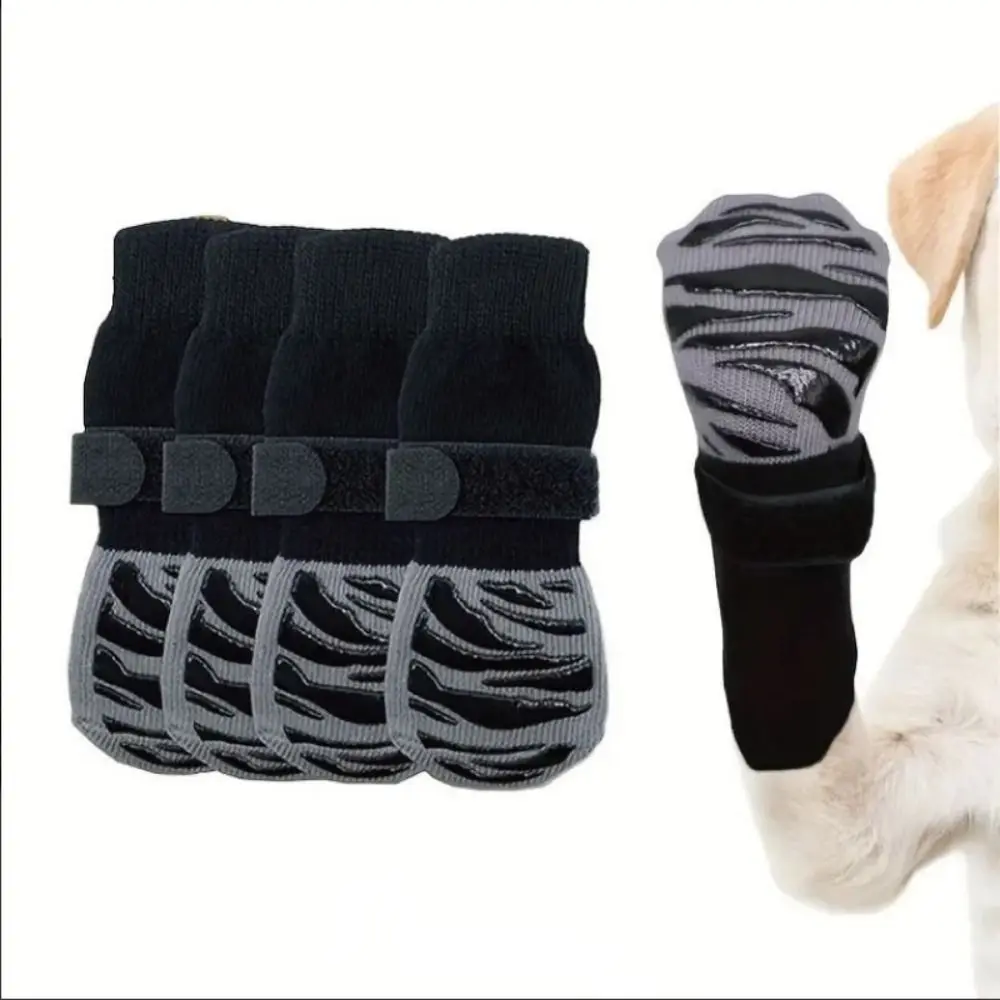 4PCS High Quality With Straps Dog Socks Anti Slip Comfortable Puppy Paw Protector Dog Accessories Dog