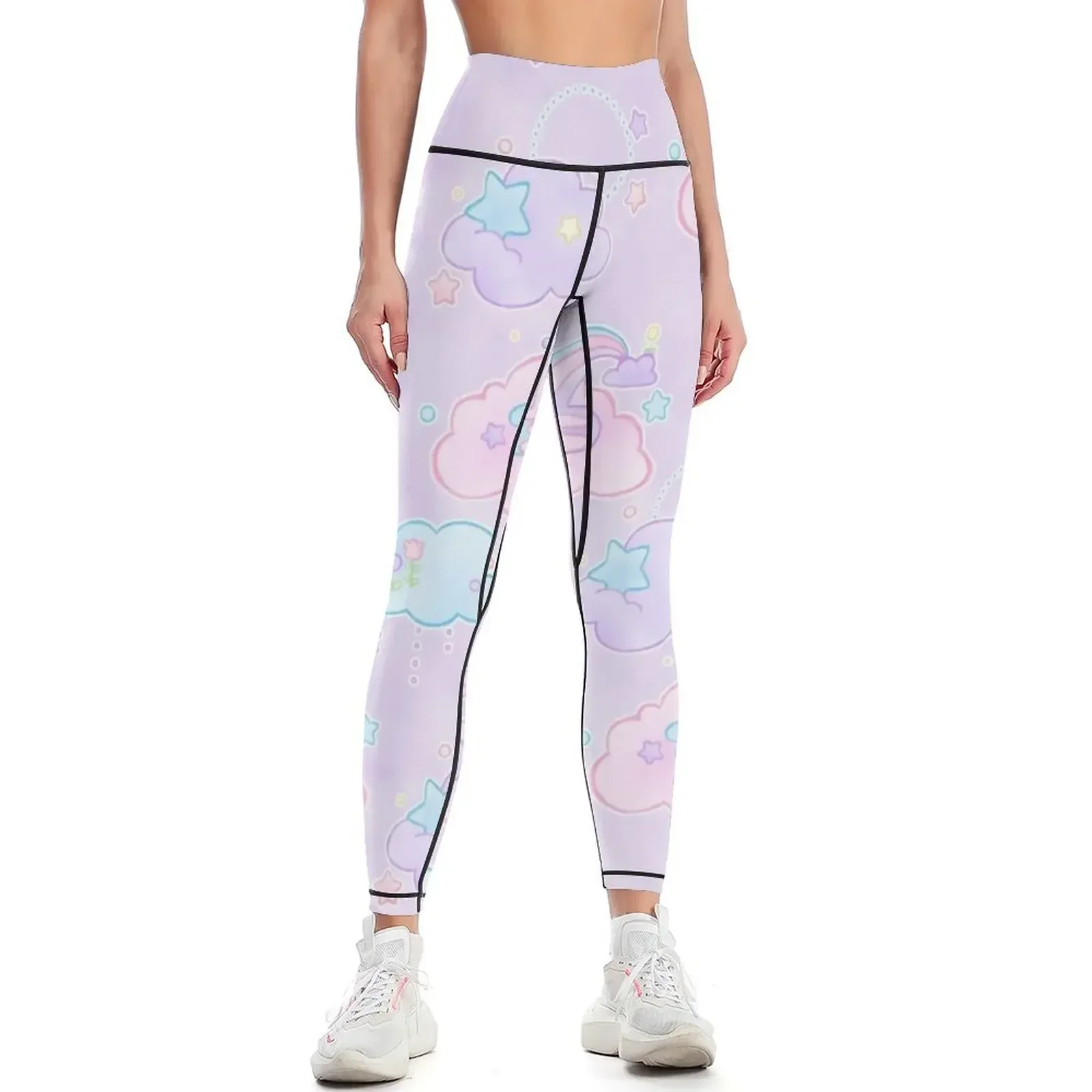 

Pastel Dreamy Clouds All Over - Cute Kawaii Art Leggings Jogger pants sport set push up fitness Womens Leggings