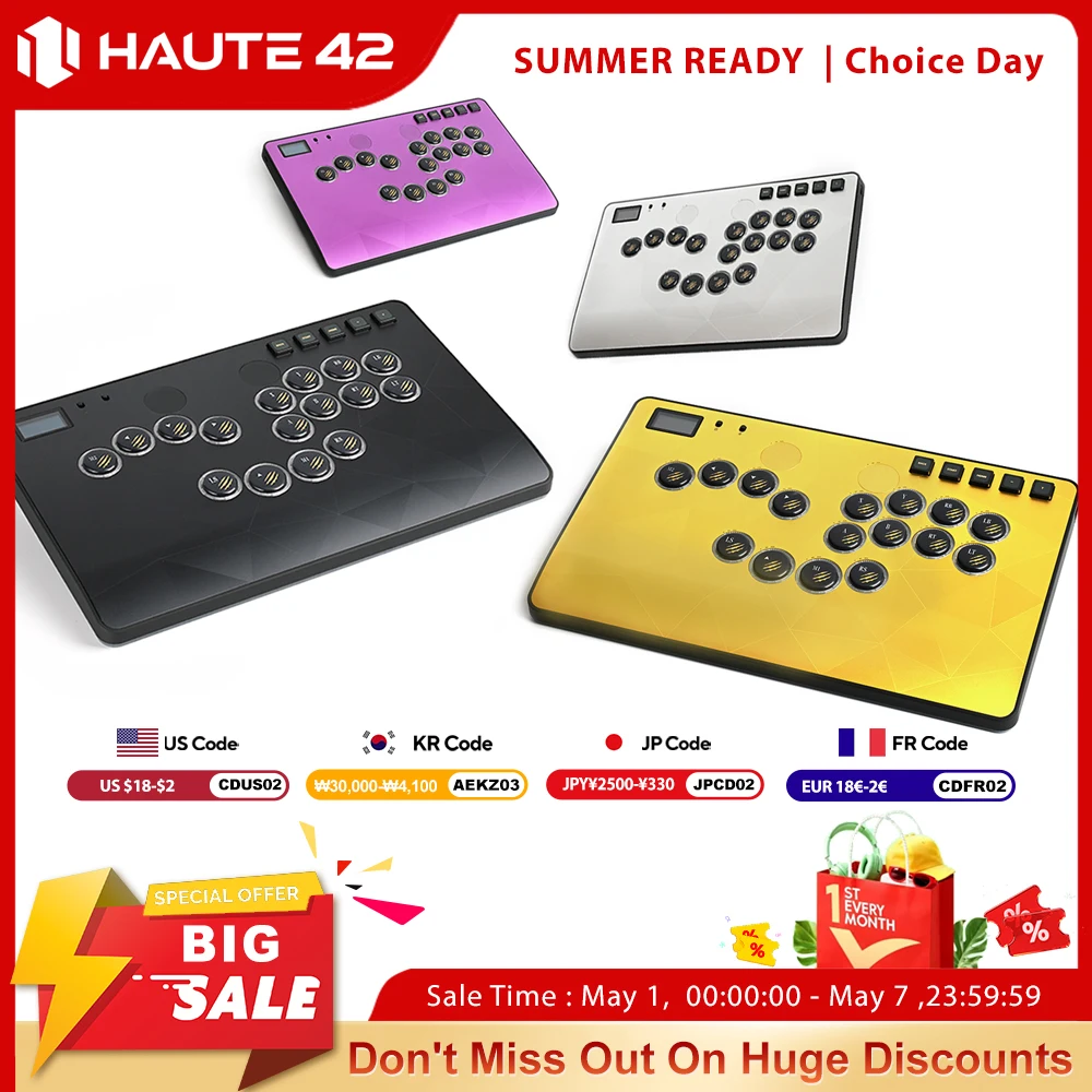Haute42 HautePad C-AT Hitbox Leverless Controller Magnetic Aluminum Alloy Panel With Laser-Etched Diamond Pattern Metal Panel