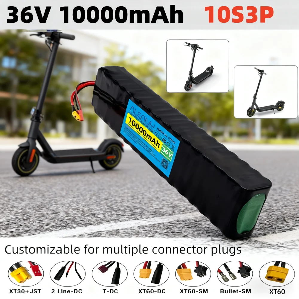 

36V 10ah 18650 lithium battery 10s3p 10000mah 1000w 42V electric scooter m365 power battery with battery pack