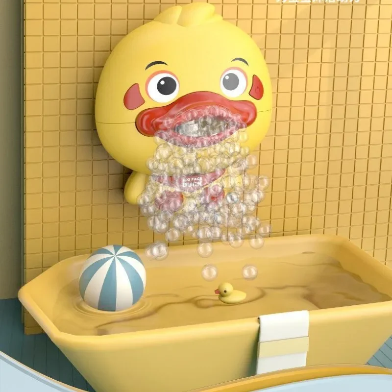 Children's Bath Toy Cartoon Bubble Electric Duck Soothing Mood Bathroom Music Shower Toy Family Interactive Birthday Gift