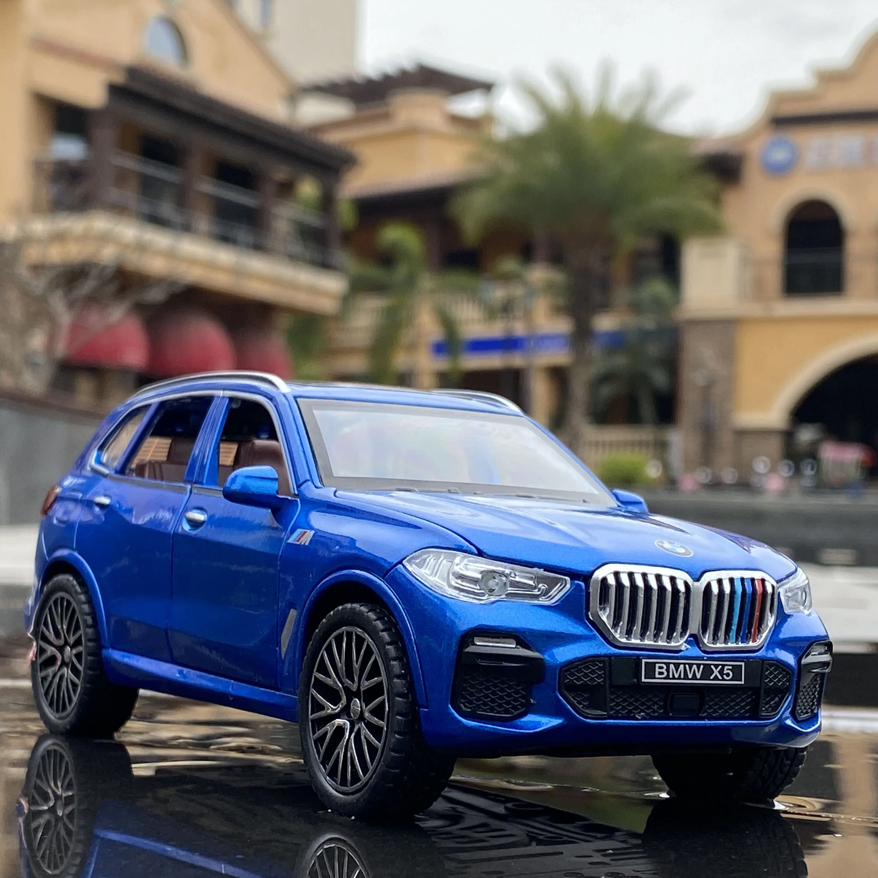 Modelo de coche de aleación BMW X5 SUV, vehículo de juguete de Metal fundido a presión, simulación de sonido y luz, colección de regalo, 1:32