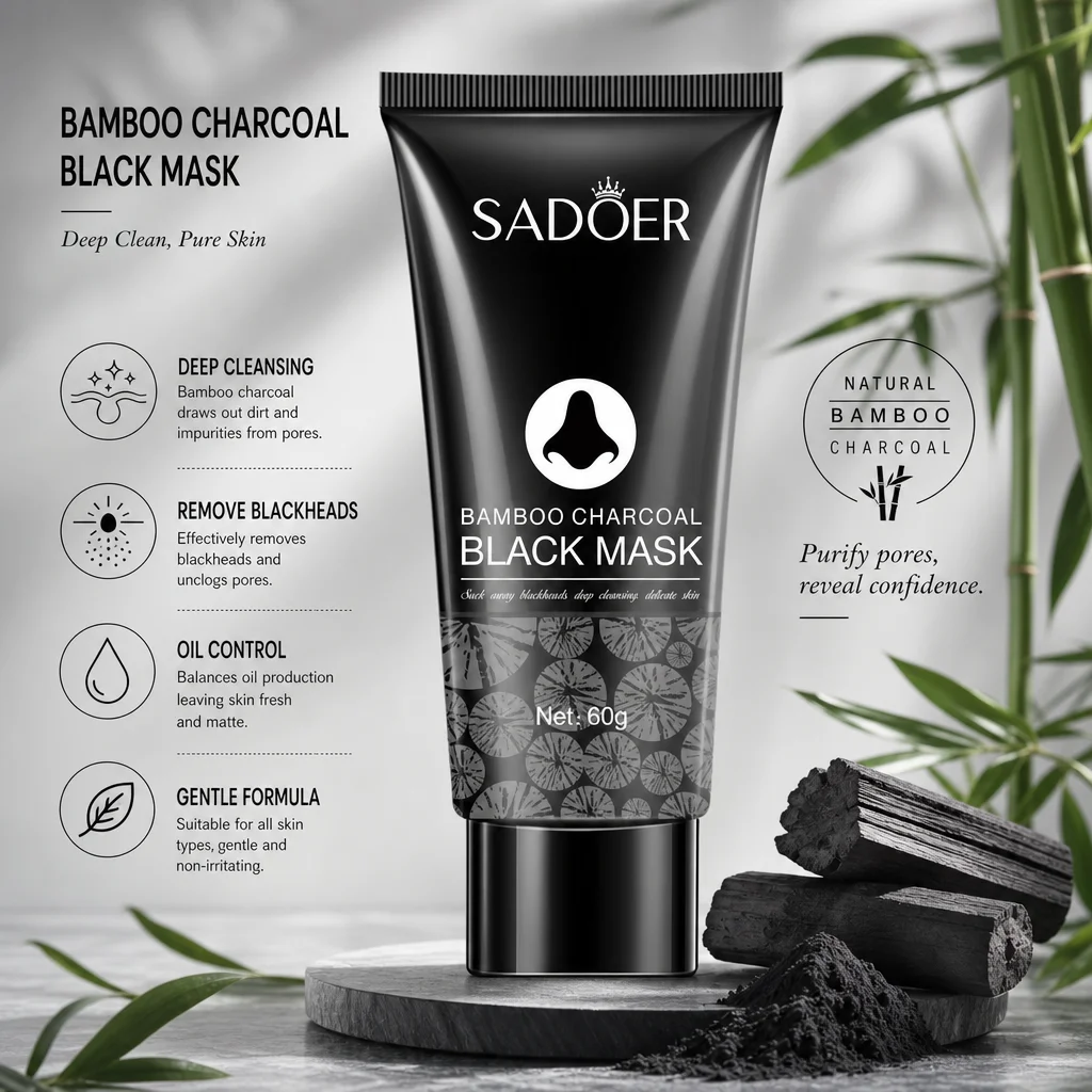 60g Bamboo Charcoal Peel Mask Blackhead Eliminator Oil Regulation Deep Cleansing Refine Enlarged Pores Nose T Zone Treatment