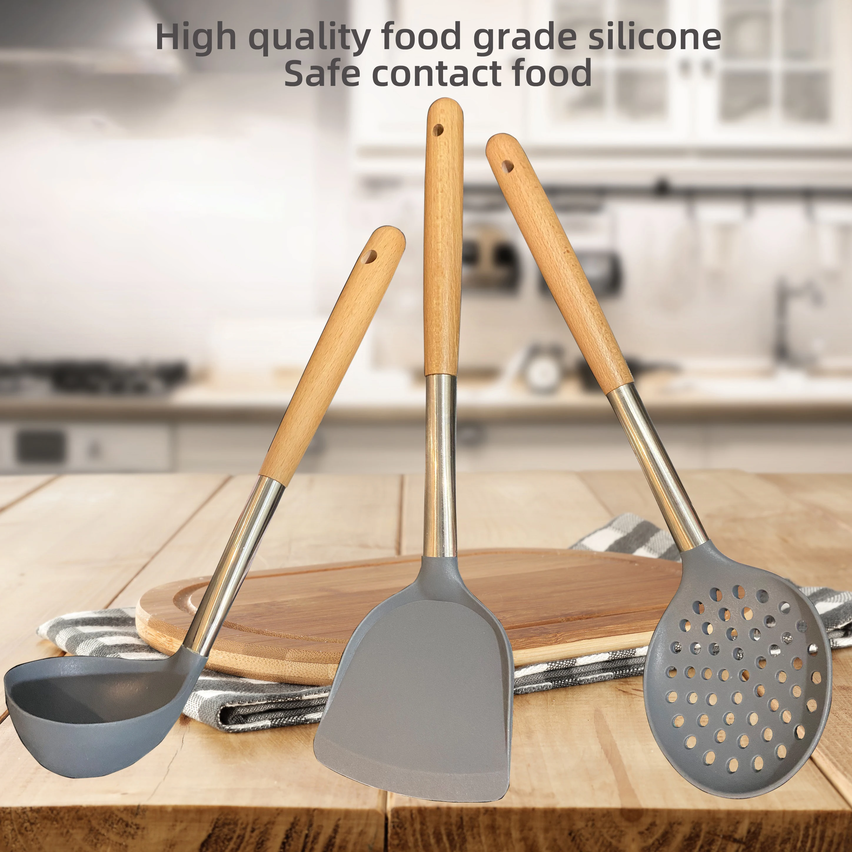 

Non-Stick Cooking Spatula, Silicone Spatula, Spoon for Frying, Heat Resistant, Scraper, Kitchen Utensils