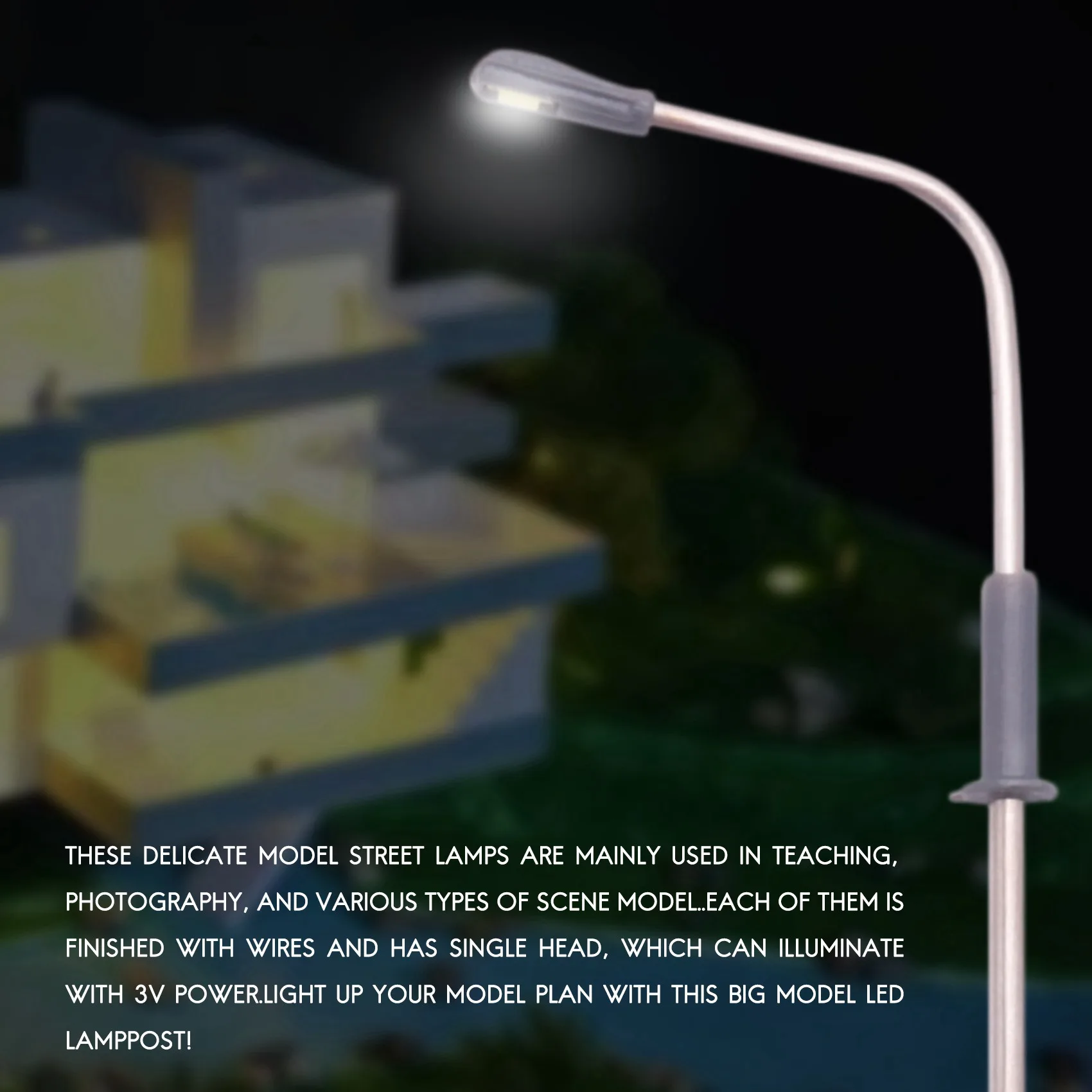 Eco-friendly 10 pcs Model LED Street Lamp Lighting Single Head Train Layout Landscape 1: 100