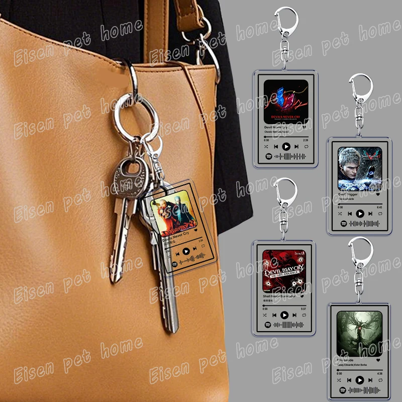 Video Games Dmc Dante Keychains for Accessories Bag Theme Song KeyChain Ring Jewelry Fans Gifts Shall Never Surrender Keyrings