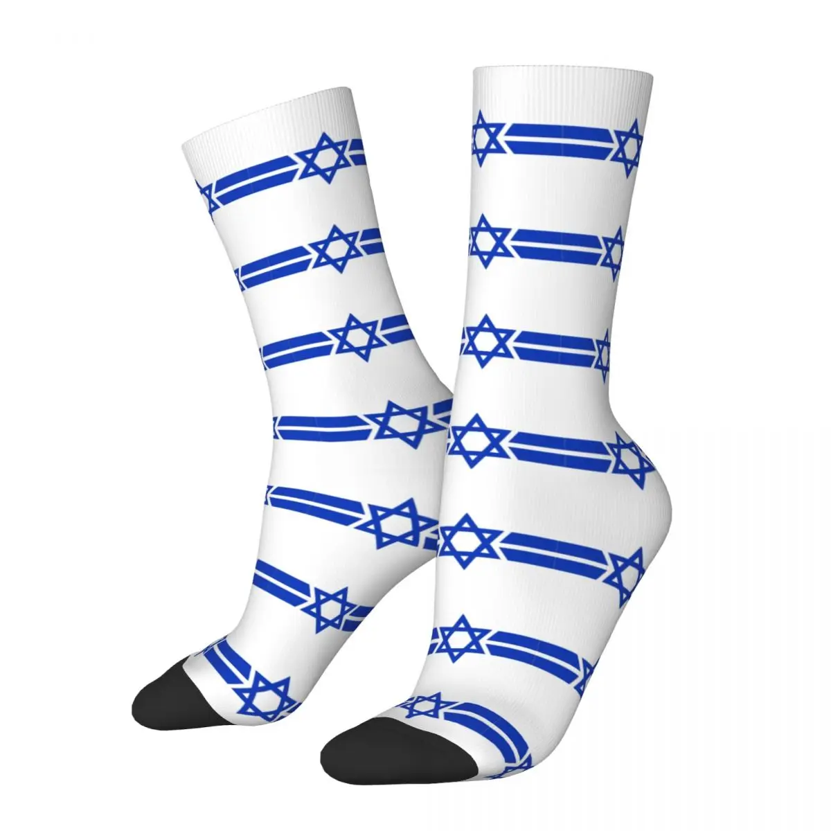 Funny Star Of David Israel Flag Sports Socks Polyester Crew Socks for Unisex Sweat Absorbing