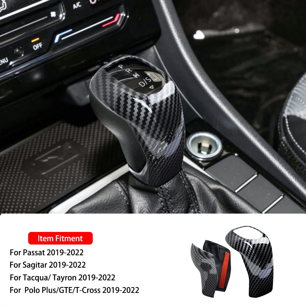 

2 Pieces Carbon Fiber Texture Car Interior Gear Knob Shift Cover Trim Sticker for Volkswagen VW Passata Sagitar 2019-2022