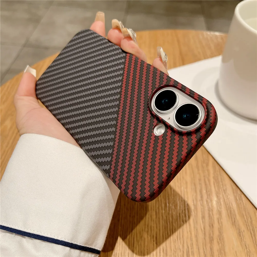 For Magsafe Carbon Fiber Texture Matte Case For iPhone 16 15 14 Plus 13 12 11 Pro Max Magnetic Wireless Charging Hard PC Cover