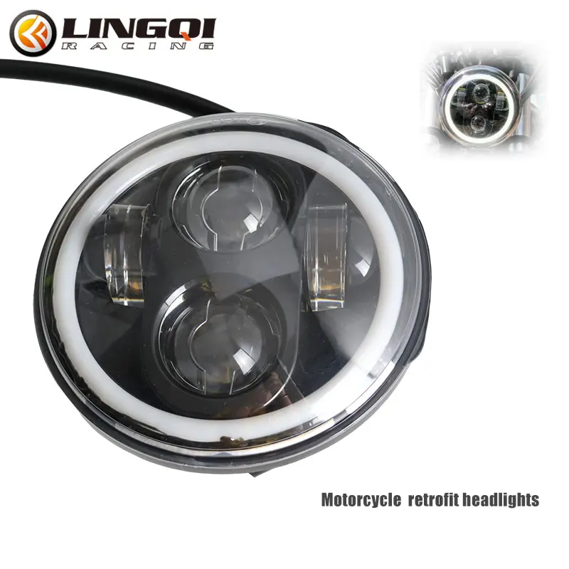 LINGQI RACING Motorcycle LED Lighting Accessories High Brightness Super Condensing Headlight For Pit Dirt Bike Headlamps