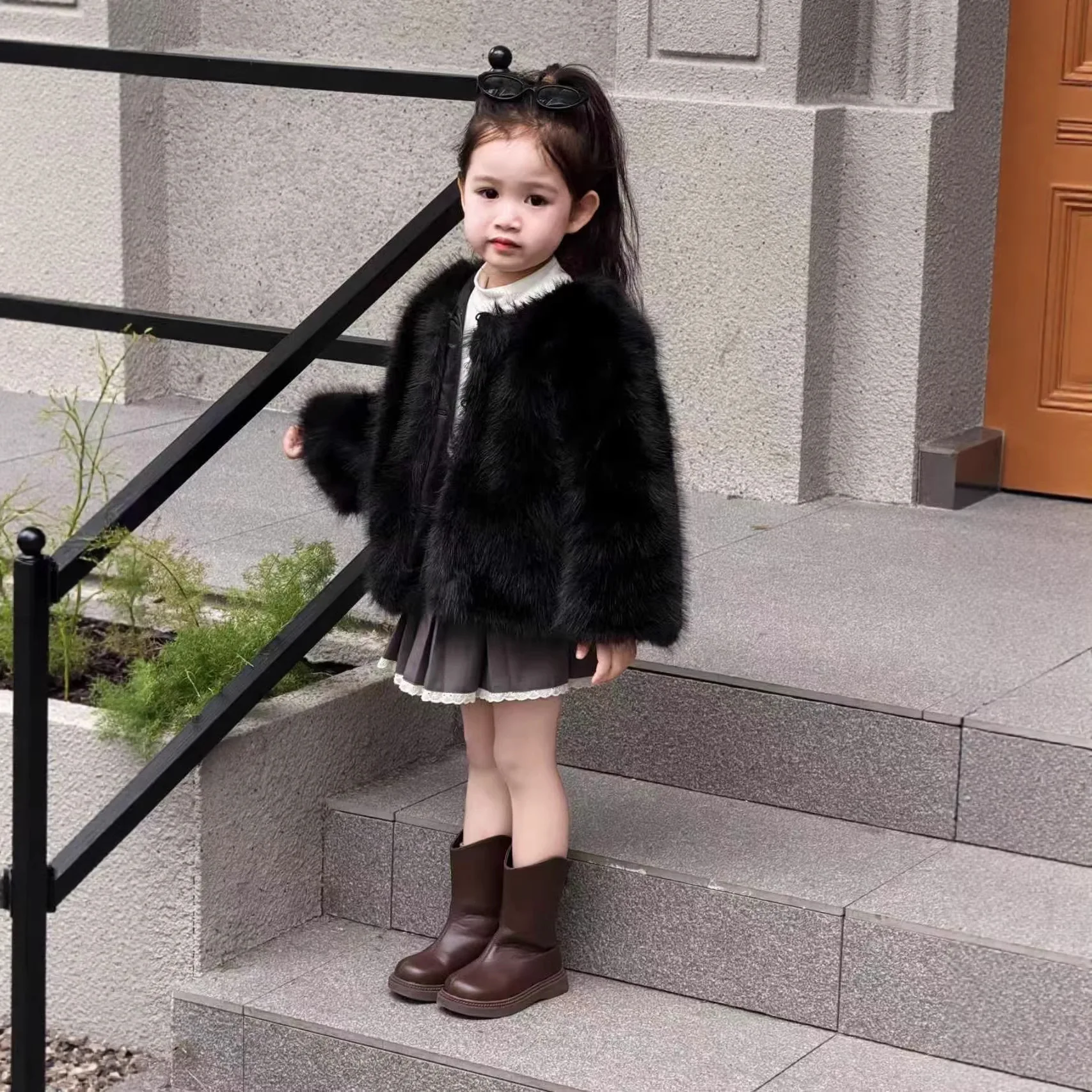 Children Girls Faux Fur Coats RAISE Winter Kids Baby Girls Outerwear Coat Loose Solid Soft Toddler Little Girls Simple Fur Coats