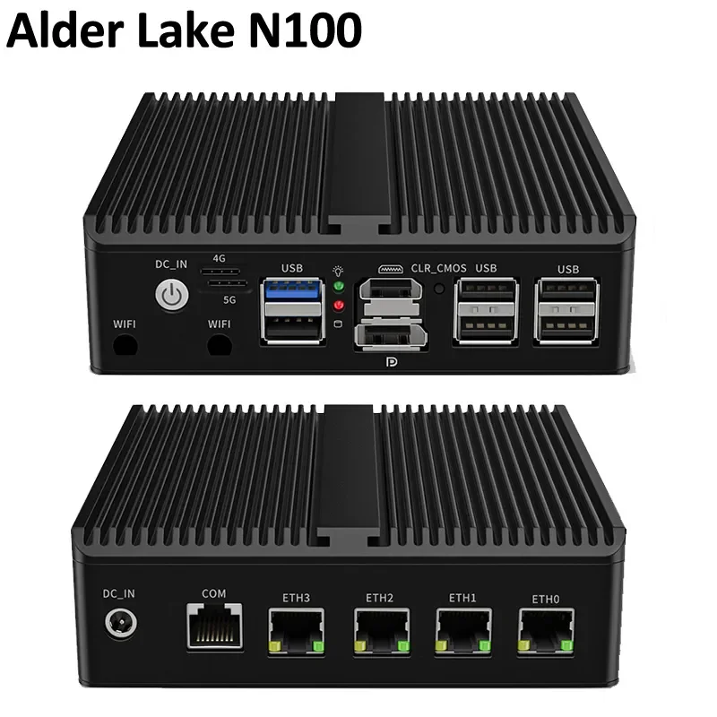 جهاز توجيه Intel Twin Lake N150 /N100 ناعم بدون مروحة كمبيوتر صغير 4x Intel i226 2.5G LAN HD DP pfSense 4G/5G جهاز جدار الحماية ESXI AES-NI