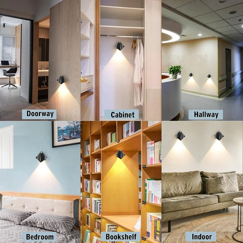 Sensor Wall Sconces, Magnetic LED Wall Lights With Motion Detection, Wireless Wall Lamp With Battery Operated 2Pcs