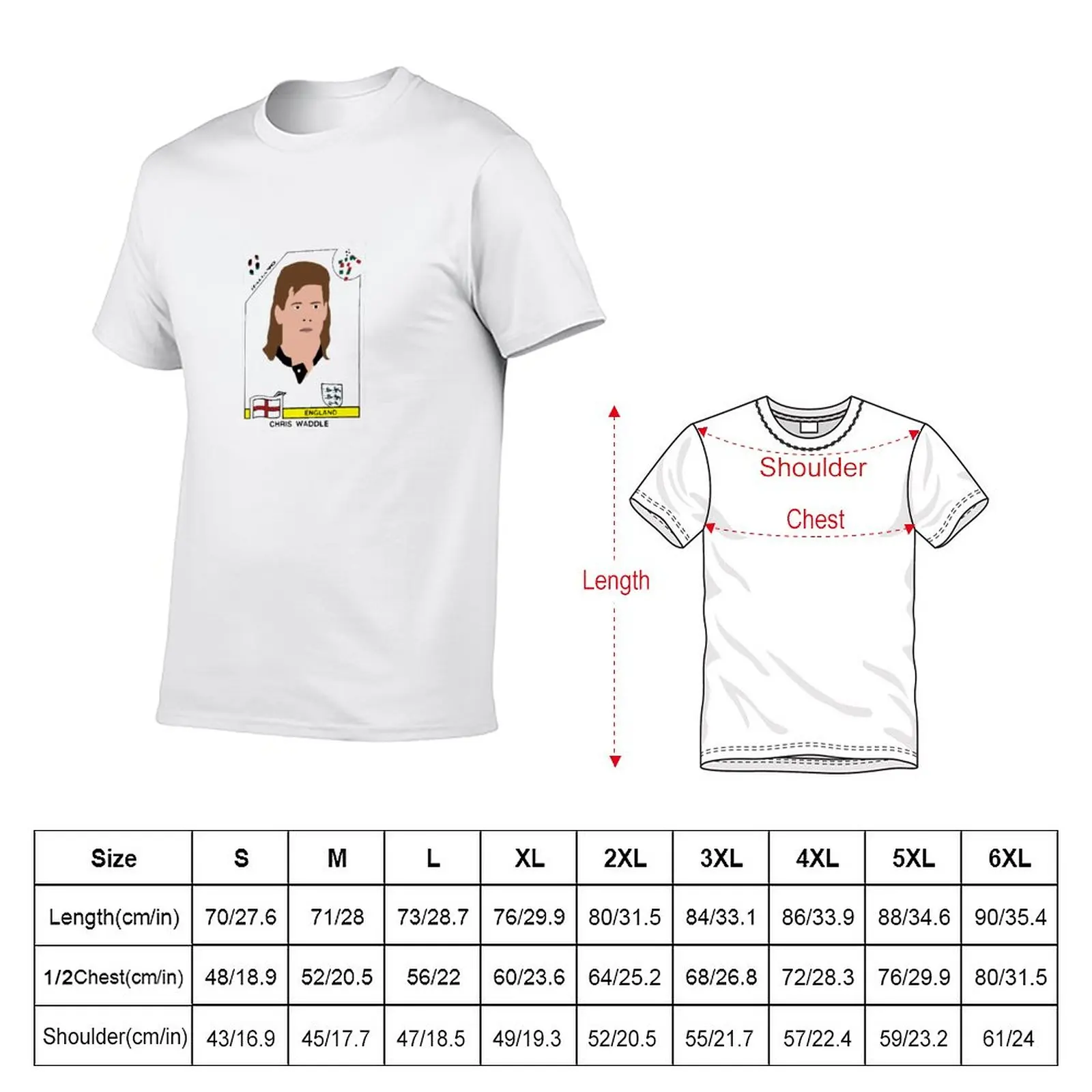 New Chris Waddle England Italy 90 T-Shirt plain t-shirt anime clothes Short sleeve tee men