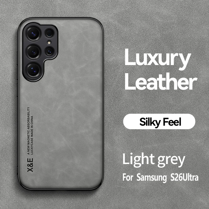 Luxury Magnetic Sheepskin Leather Case For Samsung Galaxy S26 Ultra S25 S24 Plus Shockproof Soft Bumper Matte Cover