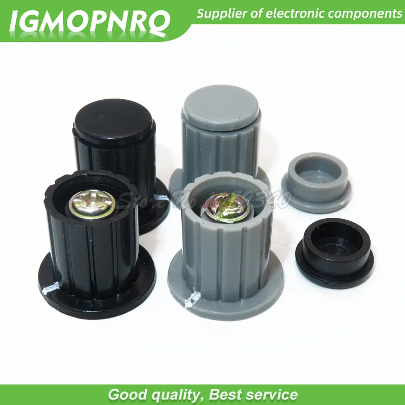Botão Cap Botão Adequado para Alta Qualidade, Preto e Cinza Potenciômetro, KYP16-16-4, IGMOPNRQ, WXD3-13, 2W, WXD3-12, 1W, 5Pcs
