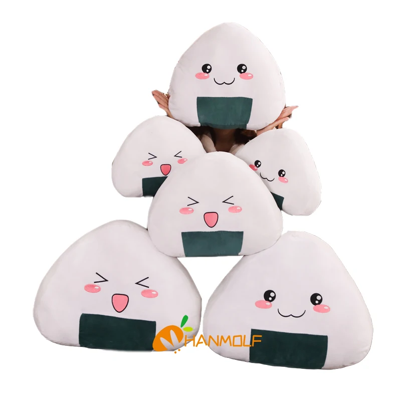 30~50cm Cute Japan Seaweed Sushi Plush Toy Emotional Stuffed White Rice Roll Food Pillow Snack Cushion Decor